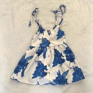 NO BRAND Floral Baby Kids SIZE 2T 2 YEARS Blue White Spring Easter Button Down